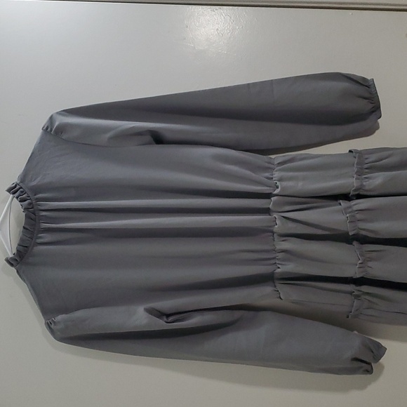 Summer chiffon mini ruffle dress long sleeves gray small - Picture 5 of 8